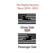 Load image into Gallery viewer, USA Flag w/Horse Decal for 2016 - 2023 Toyota Tacoma Rear Door Windows - Matte Black
