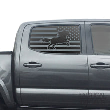 Load image into Gallery viewer, USA Flag w/Horse Decal for 2016 - 2023 Toyota Tacoma Rear Door Windows - Matte Black
