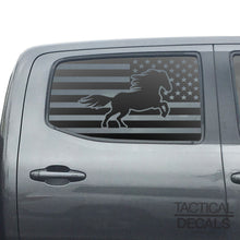 Load image into Gallery viewer, USA Flag w/Horse Decal for 2016 - 2023 Toyota Tacoma Rear Door Windows - Matte Black
