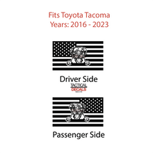 Load image into Gallery viewer, USA Flag w/Pitbull Dog(K9) Decal for 2016 - 2023 Toyota Tacoma Rear Door Windows - Matte Black
