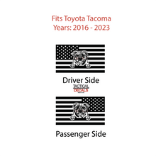 Load image into Gallery viewer, USA Flag w/Bullog(K9) Decal for 2016 - 2023 Toyota Tacoma Rear Door Windows - Matte Black
