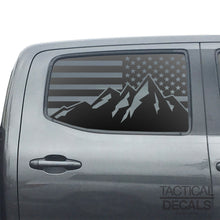 Load image into Gallery viewer, USA Flag w/Mountains Decal for 2016 - 2023 Toyota Tacoma Rear Door Windows - Matte Black
