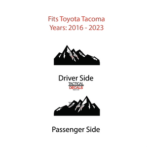 Mountain Scene Decal for 2016 - 2023 Toyota Tacoma Rear Door Windows - Matte Black