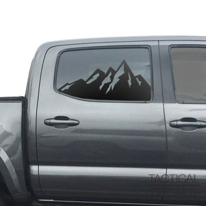 Mountain Scene Decal for 2016 - 2023 Toyota Tacoma Rear Door Windows - Matte Black