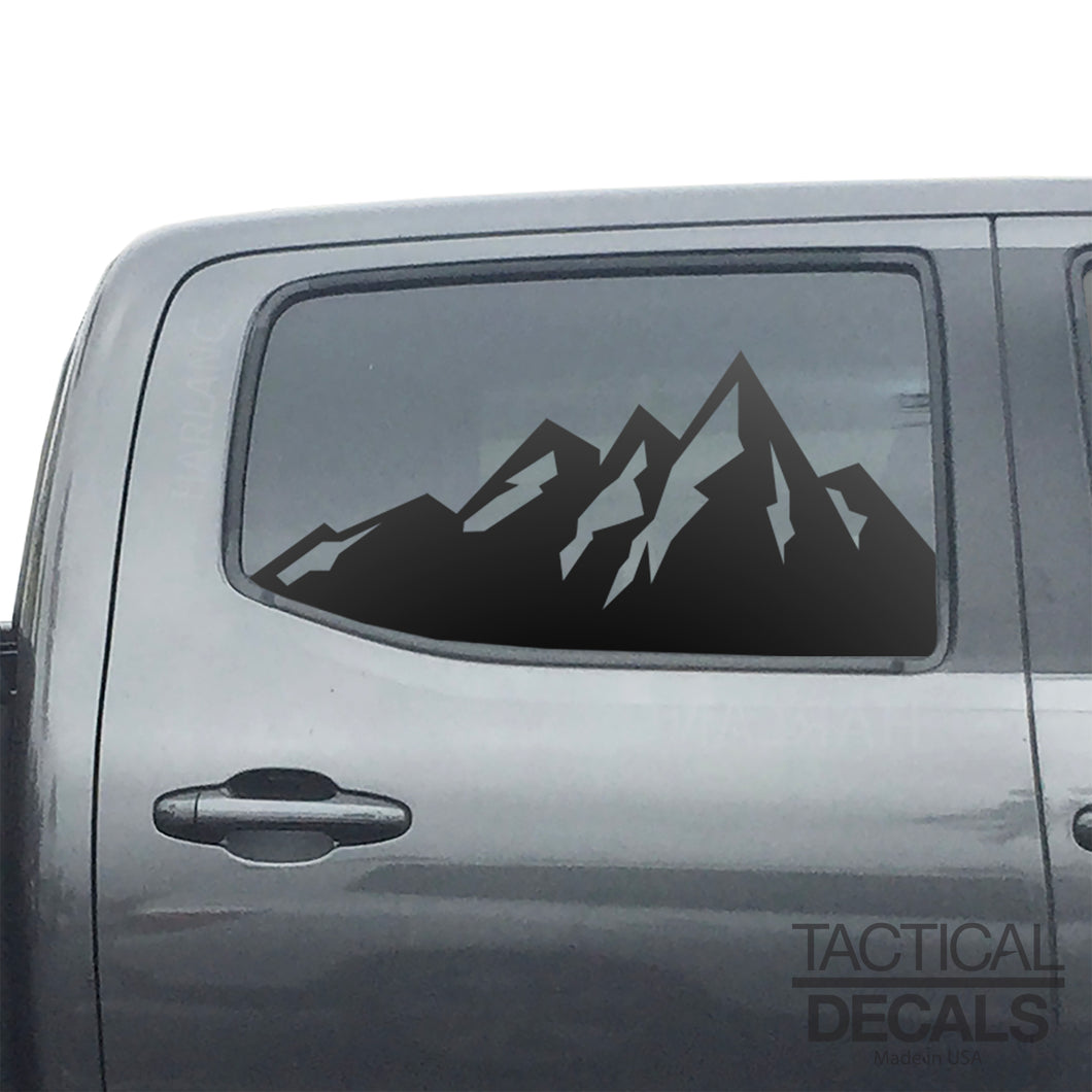 Mountain Scene Decal for 2016 - 2023 Toyota Tacoma Rear Door Windows - Matte Black