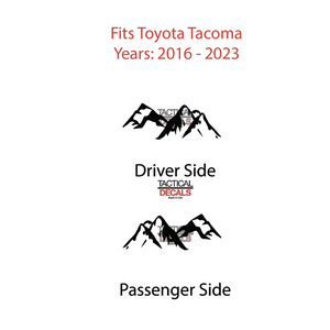 Mountain Scene Decal for 2016 - 2023 Toyota Tacoma Rear Door Windows - Matte Black