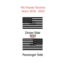 Load image into Gallery viewer, USA Flag Decal for 2016 - 2023 Toyota Tacoma Rear Door Windows - Matte Black
