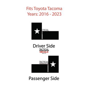 State of Texas Flag Decal for 2016 - 2023 Toyota Tacoma Rear Door Windows - Matte Black