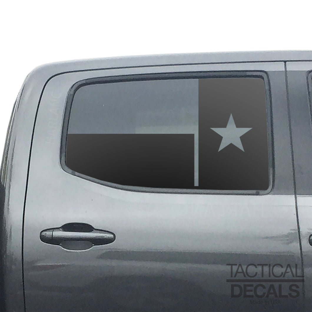 State of Texas Flag Decal for 2016 - 2023 Toyota Tacoma Rear Door Windows - Matte Black