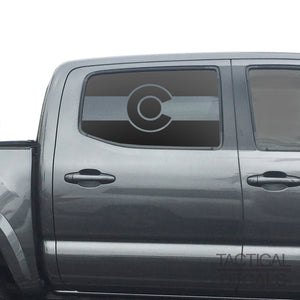State of Colorado Flag Decal for 2016 - 2023 Toyota Tacoma Rear Door Windows - Matte Black