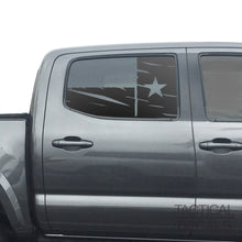 Load image into Gallery viewer, Distressed State of Texas Flag Decal for 2016 - 2023 Toyota Tacoma Rear Door Windows - Matte Black
