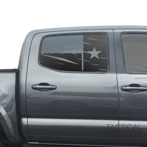 Distressed State of Texas Flag Decal for 2016 - 2023 Toyota Tacoma Rear Door Windows - Matte Black