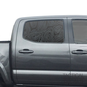 Topography Map Decal for 2016 - 2023 Toyota Tacoma Rear Door Windows - Matte Black