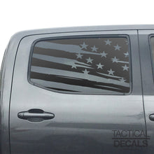 Load image into Gallery viewer, Distressed USA Flag Decal for 2016 - 2023 Toyota Tacoma Rear Door Windows - Matte Black

