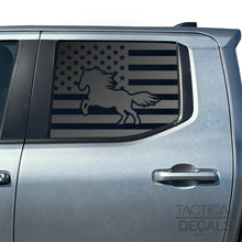 Load image into Gallery viewer, USA Flag with Horse Decal for 2024+ Toyota Tacoma Rear Door Windows - Matte Black
