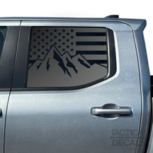 Load image into Gallery viewer, USA Flag with Mountains Decal for 2024+ Toyota Tacoma Rear Door Windows - Matte Black
