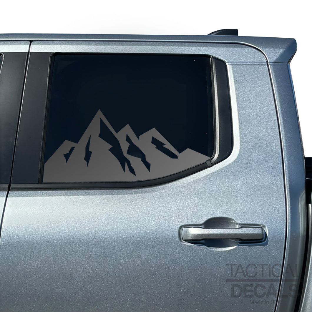 Mountain Scene Decals for 2024+ Toyota Tacoma Rear Door Windows - Matte Black