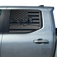 Load image into Gallery viewer, USA Flag With Beach Scene Decals for 2024+ Toyota Tacoma Rear Door Windows - Matte Black
