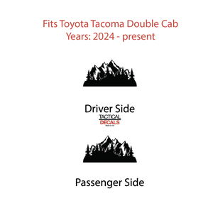 Outdoor Mountain Scene Decals for 2024+ Toyota Tacoma Rear Door Windows - Matte Black