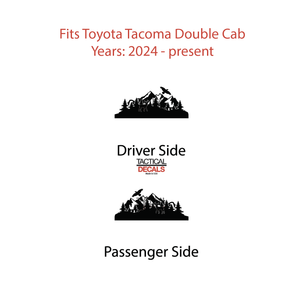 Outdoor Wildlife Scene Decals for 2024+ Toyota Tacoma Rear Door Windows - Matte Black