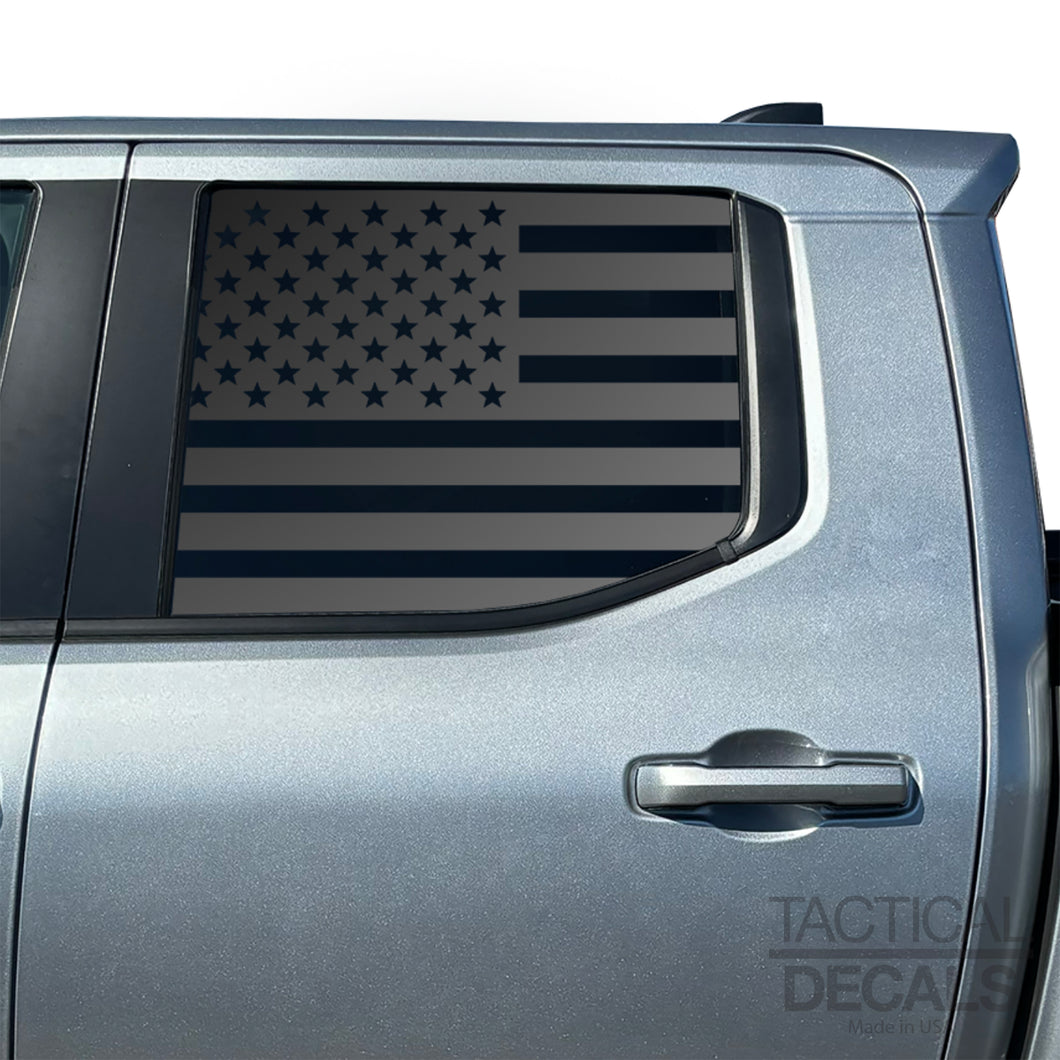 USA Flag Decal for 2024+ Toyota Tacoma Rear Door Windows - Matte Black