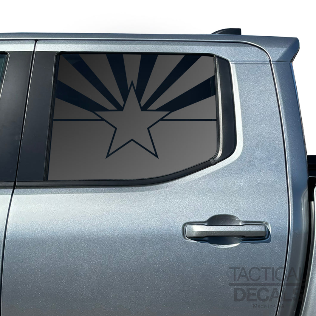 State of Arizona Flag Decal for 2024+ Toyota Tacoma Rear Door Windows - Matte Black