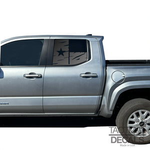 State of Texas Distressed Flag Decal for 2024+ Toyota Tacoma Rear Door Windows - Matte Black