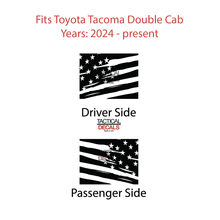 Load image into Gallery viewer, Distressed USA Flag Decal for 2024+ Toyota Tacoma Rear Door Windows - Matte Black
