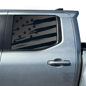 Distressed USA Flag Decal for 2024+ Toyota Tacoma Rear Door Windows - Matte Black