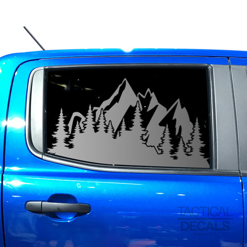 Tactical Decals Outdoors Mountain Scene Decal for 2020 Ford Ranger Rear door Windows - Matte Black 