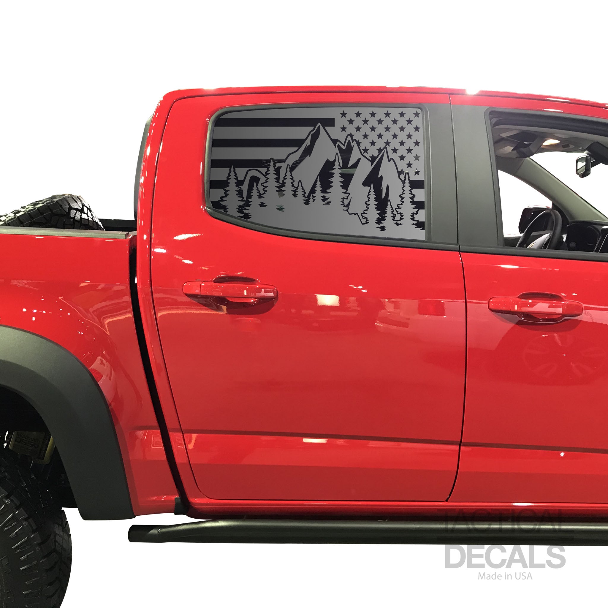 USA Flag w/Mountain Scene Decal for 2014-2020 Chevy Colorado Rear