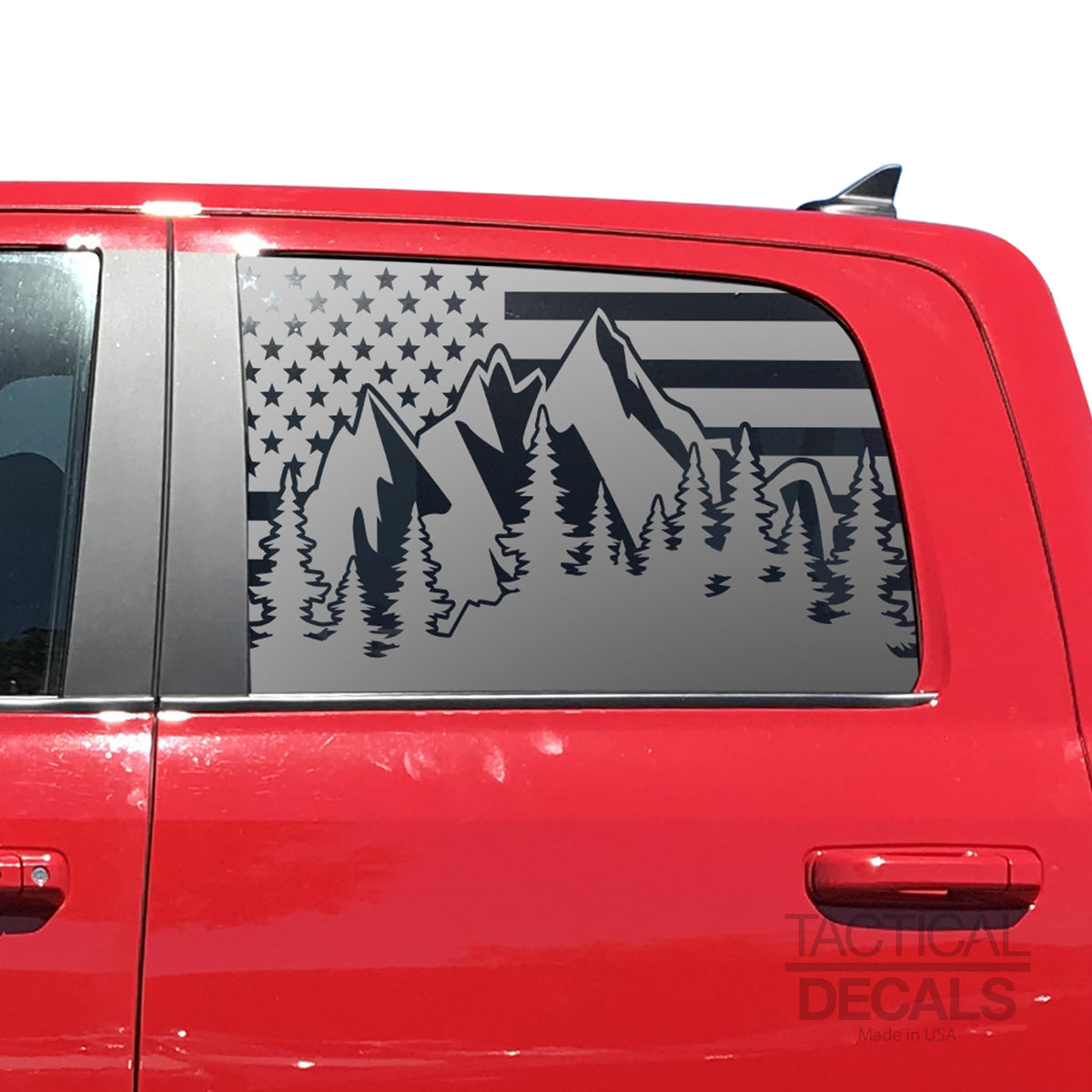 USA Flag w/Mountain Scene Decal for 2010 - 2018 Ram 1500 Rebel Crew Ca ...