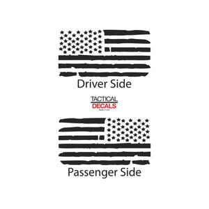 Distressed USA Flag Decal for 2015-2020 GMC Yukon 3rd Windows - Matte Black